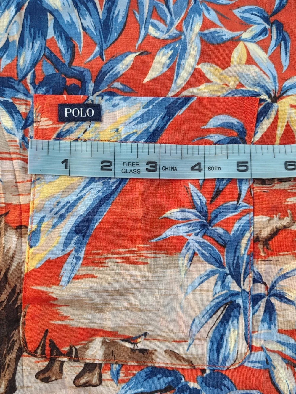 Polo by Ralph Lauren Orange Floral Print Camp Men Shirt with Blue Accents - Picture 4 of 6